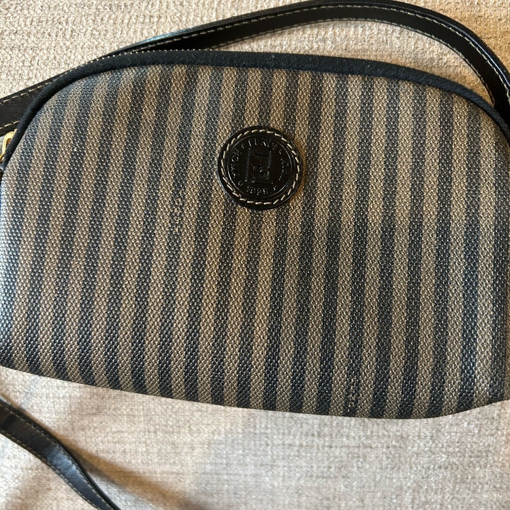 Fendi Black Logo Coated Canvas Small Crossbody with COA